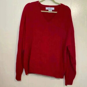 Keith Anthony Collection 100% Cashmere Red V Neck Men’s Sweater in Size Large.